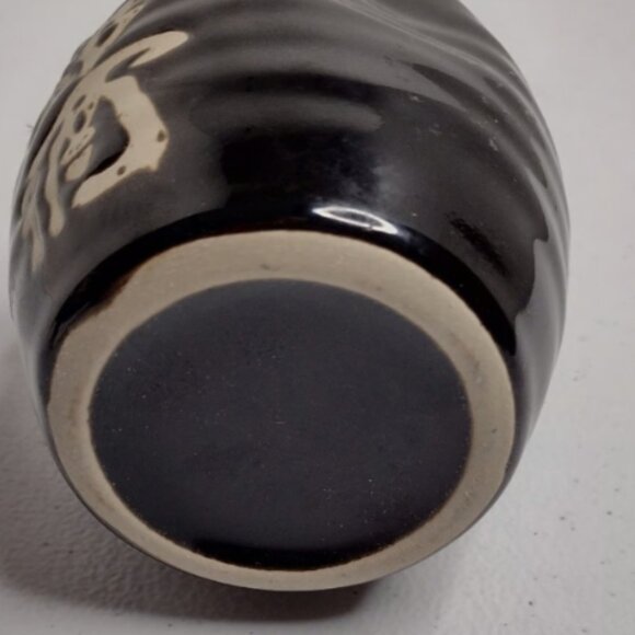 Japanese Ceramic Sake Pourer Tokkuri Cup Vtg Katakuchi Dark  Vintage (1950s) Japanese Nuka Glaze Ceramic Tokkuri Saki Server (GS3)
